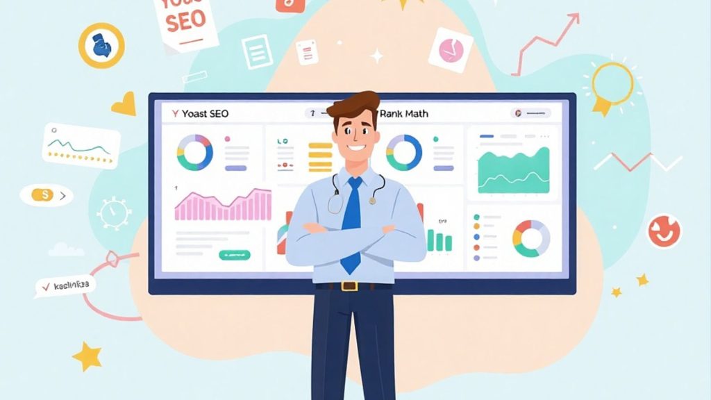 Yoast seo نمایی از فیلترهای پیشرفته Content AI در Rank Math. تصویری از بخش Site Score و تحلیل فنی سئو توسط Yoast. تنظیمات مربوط به مدیریت تگ‌های Noindex و Nofollow در Rank Math. نحوه کارکرد تحلیل خوانایی (Readability Analysis) در Yoast SEO. صفحه گزارش‌گیری و آمارهای پیشرفته سئو در Rank Math. تصویری از افزونه Yoast که توصیه به افزودن لینک‌های خروجی (Outbound Links) می‌دهد. رابط کاربری ابزار Schema Generator در Rank Math برای انواع محتوا. مقایسه عملکرد قابلیت SEO Audit در هر دو افزونه برای سایت‌های بزرگ. نحوه ادغام (Integration) Yoast SEO با سایر ابزارهای مارکتینگ. تنظیمات مربوط به Canonical URLs در تنظیمات پایه Rank Math. تصویری از ابزار “What’s Missing” در Yoast برای محتوای قدیمی. فرآیند آموزش و راهنمای سئو (SEO Tips) ارائه شده توسط Yoast. مقایسه سرعت و مصرف منابع (Memory Usage) بین دو افزونه. تصویری از امکان ساخت تگ‌های Open Graph و Twitter Cards در هر دو ابزار. نحوه انتقال و ایمپورت تنظیمات سئو از Yoast به Rank Math
