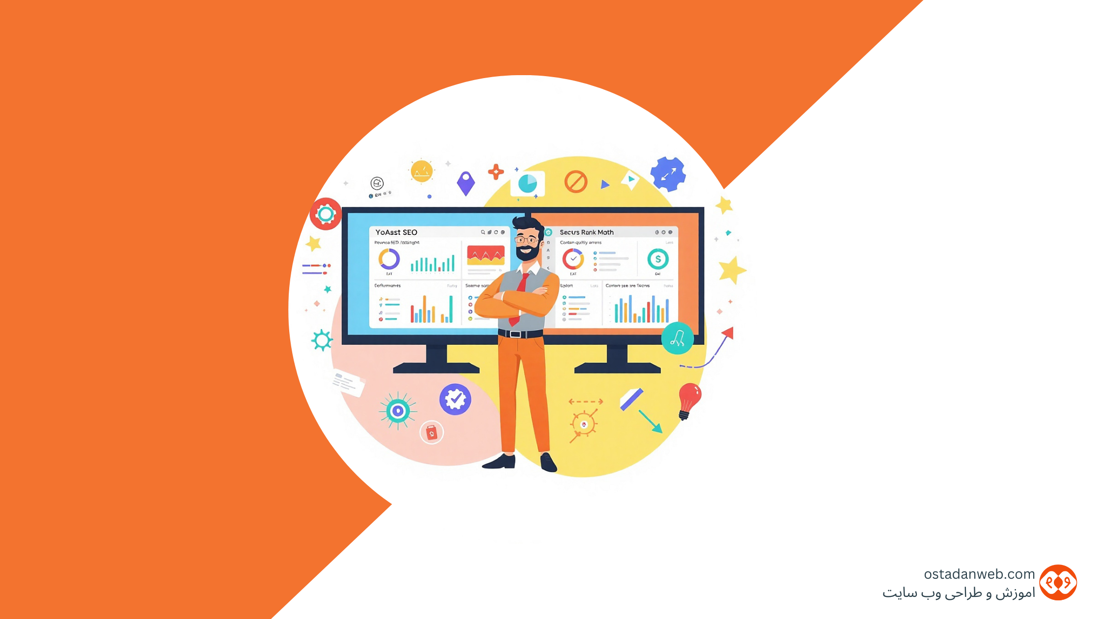 Yoast SEO مقایسه رابط کاربری داشبورد Rank Math و Yoast SEO. نمودار عملکرد ماژول‌های سئو و اسکیما در افزونه Rank Math. تنظیمات مدیریت داده‌های ساختاریافته (Schema) در افزونه Yoast. بررسی امتیاز سئوی محتوا در هر دو ابزار Rank Math و Yoast. تصویری از قابلیت Redirection Manager در Rank Math. نحوه تنظیم Breadcrumbs توسط افزونه Yoast SEO. صفحه تنظیمات تحلیل کلمات کلیدی در هر دو افزونه. تصویری از لوگوی همزمان Rank Math و Yoast SEO. اسکرین‌شات از پنل مدیریت تگ‌های Meta توسط Yoast. نمایش ویژگی‌های سئوی محلی (Local SEO) در Rank Math. مقایسه سرعت بارگذاری صفحات (Page Speed) تحت تأثیر دو افزونه. تنظیمات مربوط به فایل‌های Robots.txt و Sitemap در هر دو ابزار. نمایش نتایج غنی (Rich Snippets) گوگل هنگام استفاده از اسکیما. فرآیند اسکن و بررسی خطاهای سئویی توسط Rank Math. مقایسه قیمت و ویژگی‌های نسخه‌های رایگان و پرمیوم Yoast و Rank Math.